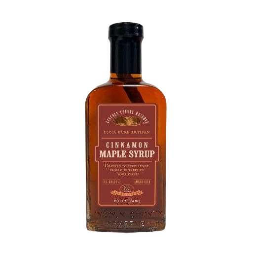 Amber glass bottle of cinnamon maple syrup for condiments and food & beverage collections under $50