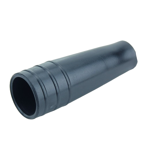 Black tapered knob with grooved grip designed for tools and home improvement applications