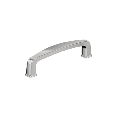 Polished chrome cabinet pull with 3-3/4 inch center-to-center measurements for hardware and furniture accessories collections