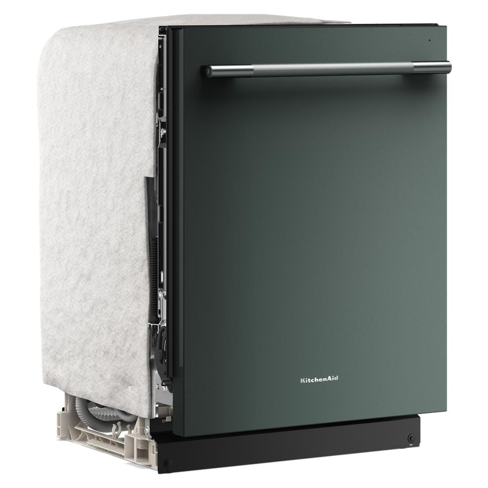 matte black KitchenAid dishwasher front with sleek silver handle in dishwashers and kitchenware collection