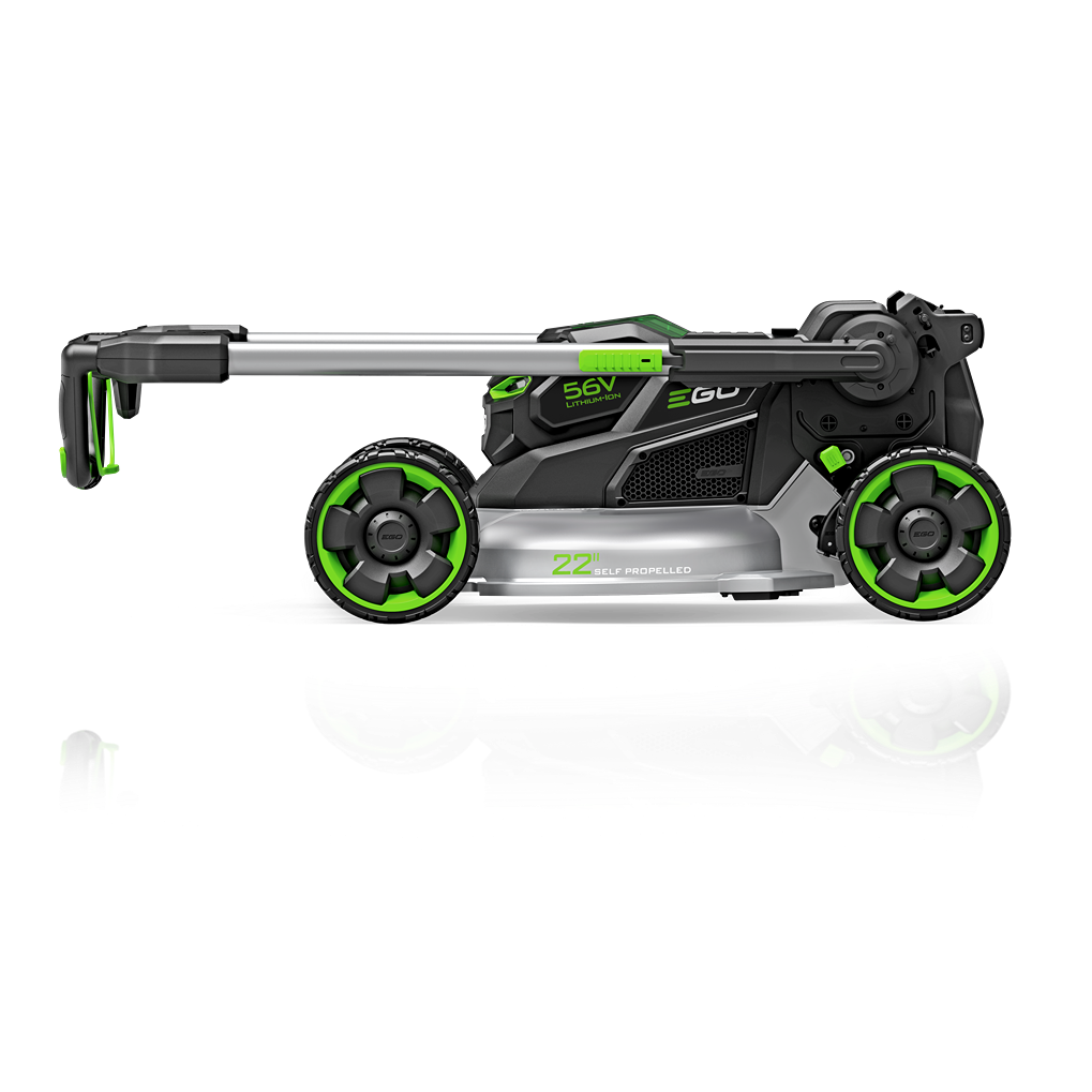 Compact 22-inch aluminum deck self-propelled mower with 56V battery for outdoor power equipment and lawn care tools