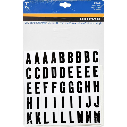 Black adhesive vinyl letters and numbers kit for house signs, part of Hillman hardware and home improvement collections under $50