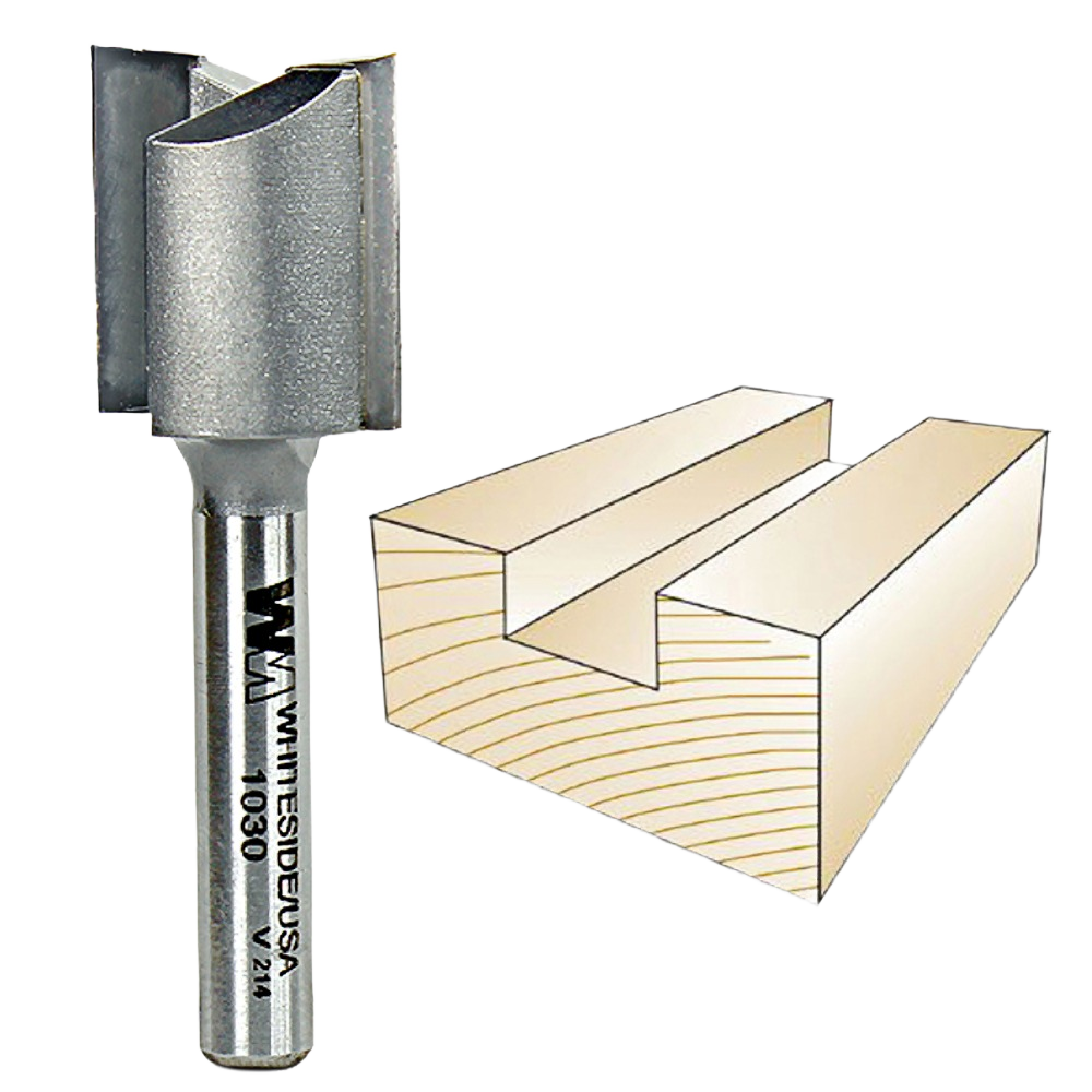 Carbide-tipped straight router bit with 1/4 inch shank for woodworking grooves and dado cuts under $50