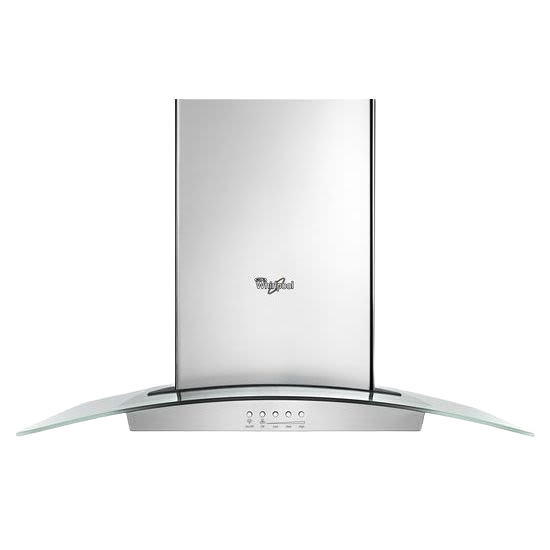 Sleek wall-mounted glass and stainless steel range hood with modern controls, ideal for kitchen and home improvement projects