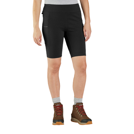 Women's small black fitted utility shorts with side zip pocket for casual and active wear collections under $50