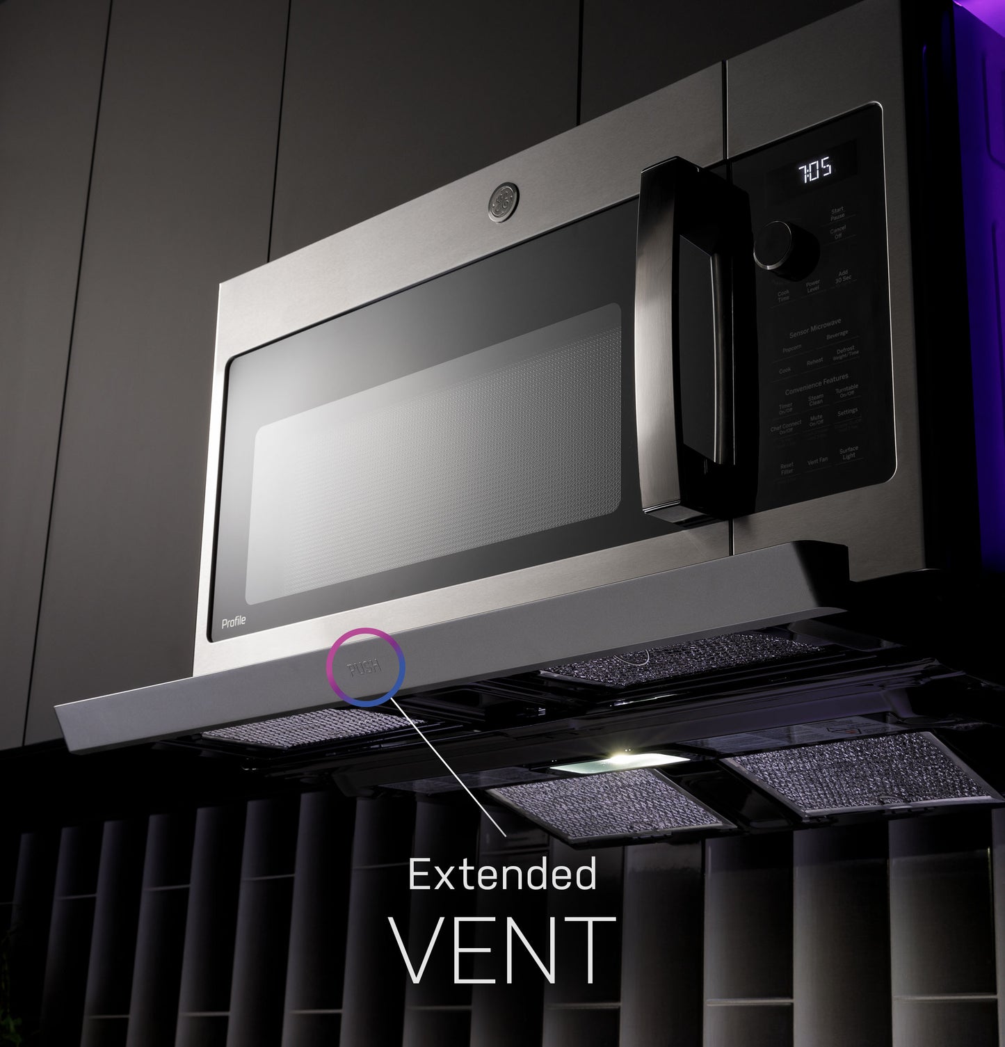 GE Profile™ 2.2 Cu. Ft. Over-the-Range Sensor Microwave Oven with Extendable Slide-Out Vent
