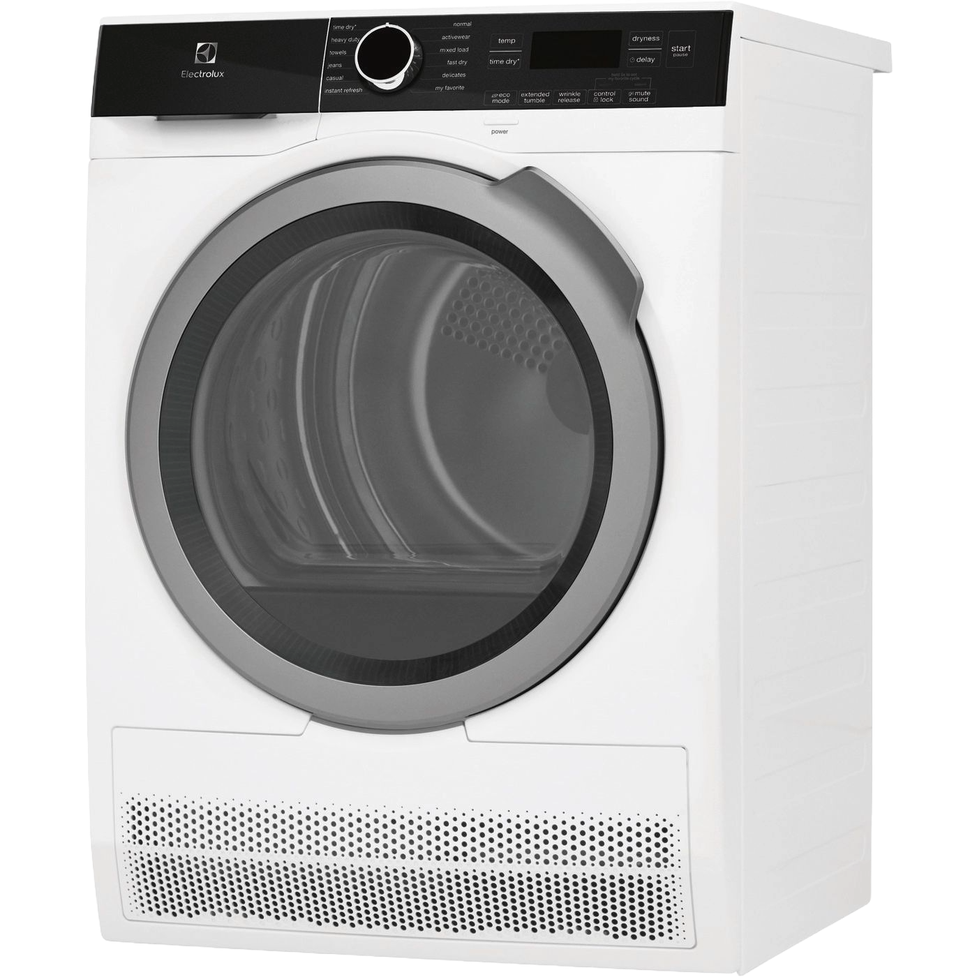 White compact front load ventless dryer with black control panel and digital display from Dryers collection