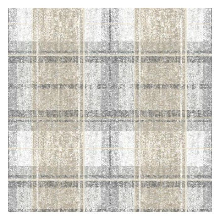 Gray and beige tweed plaid pattern peel and stick wallpaper square panel for easy home improvement decor