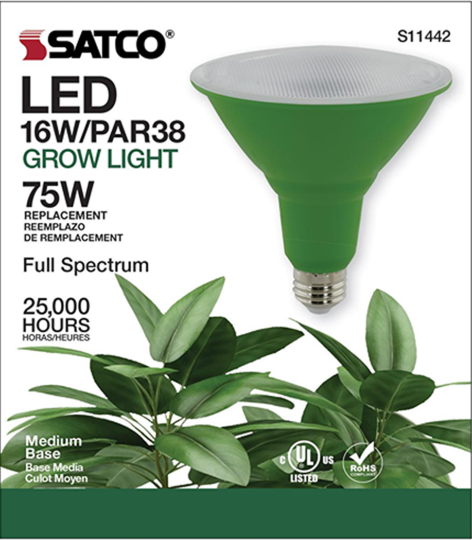 Green LED PAR38 grow bulb with full spectrum light and medium base for indoor plant care under $50 lighting collection