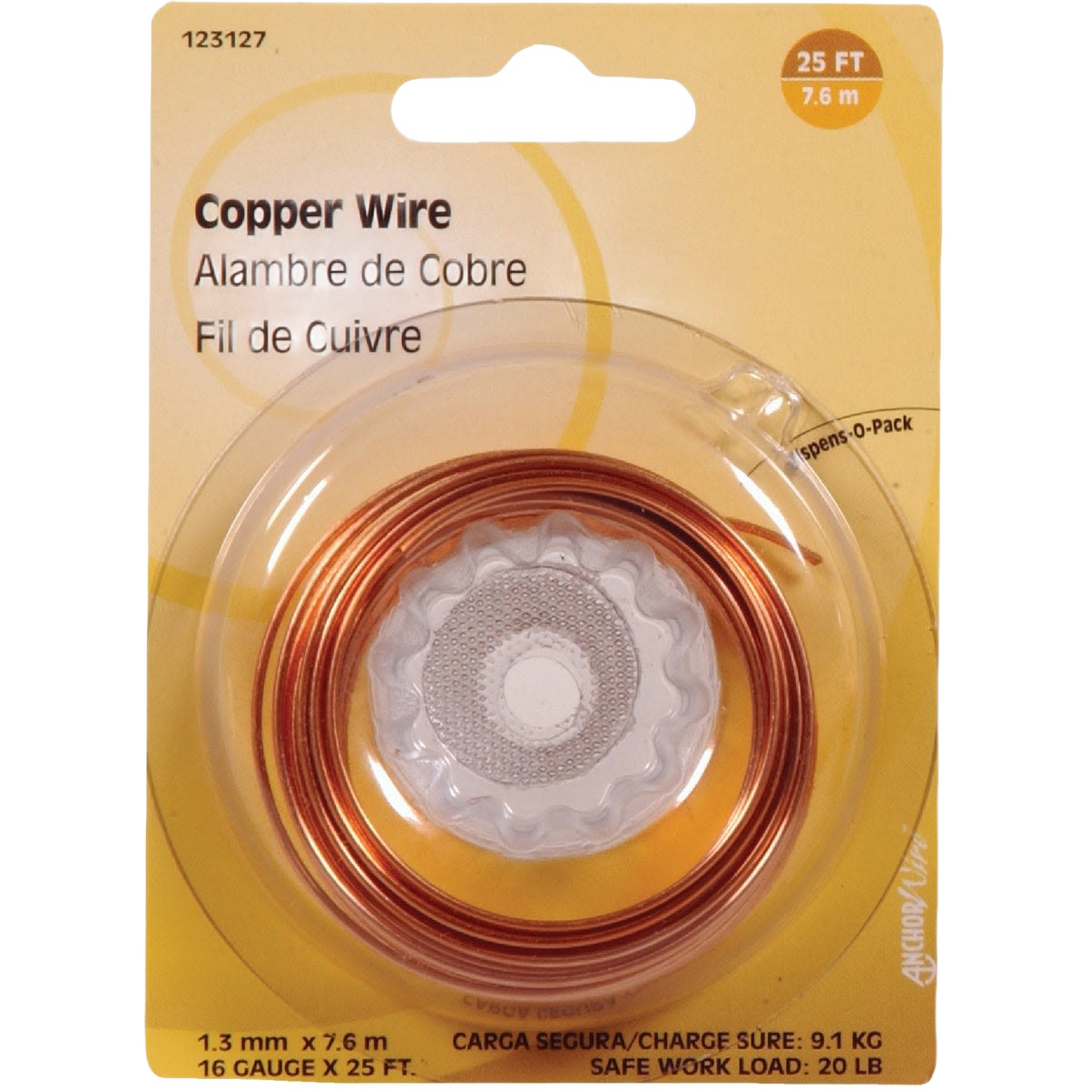 16 gauge copper wire coil in clear plastic packaging for general purpose use in tools and home improvement tasks