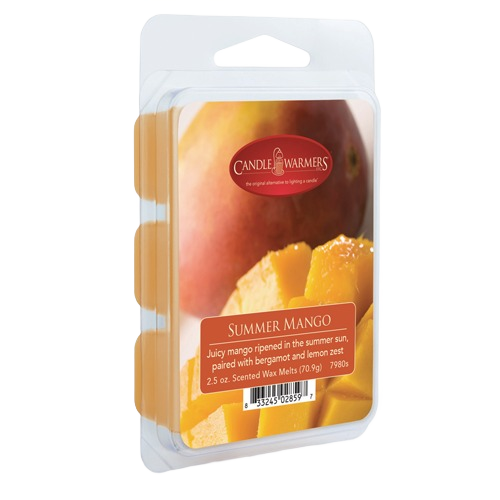 Clamshell package of summer mango scented wax melts with bergamot and lemon zest for home décor under $25
