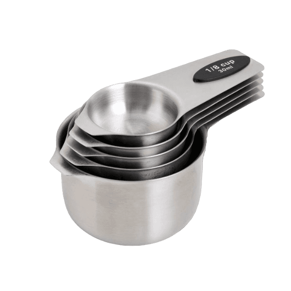 Set of five stainless steel magnetic measuring cups for precise portioning in kitchenware and cooking gadgets under $50 collection
