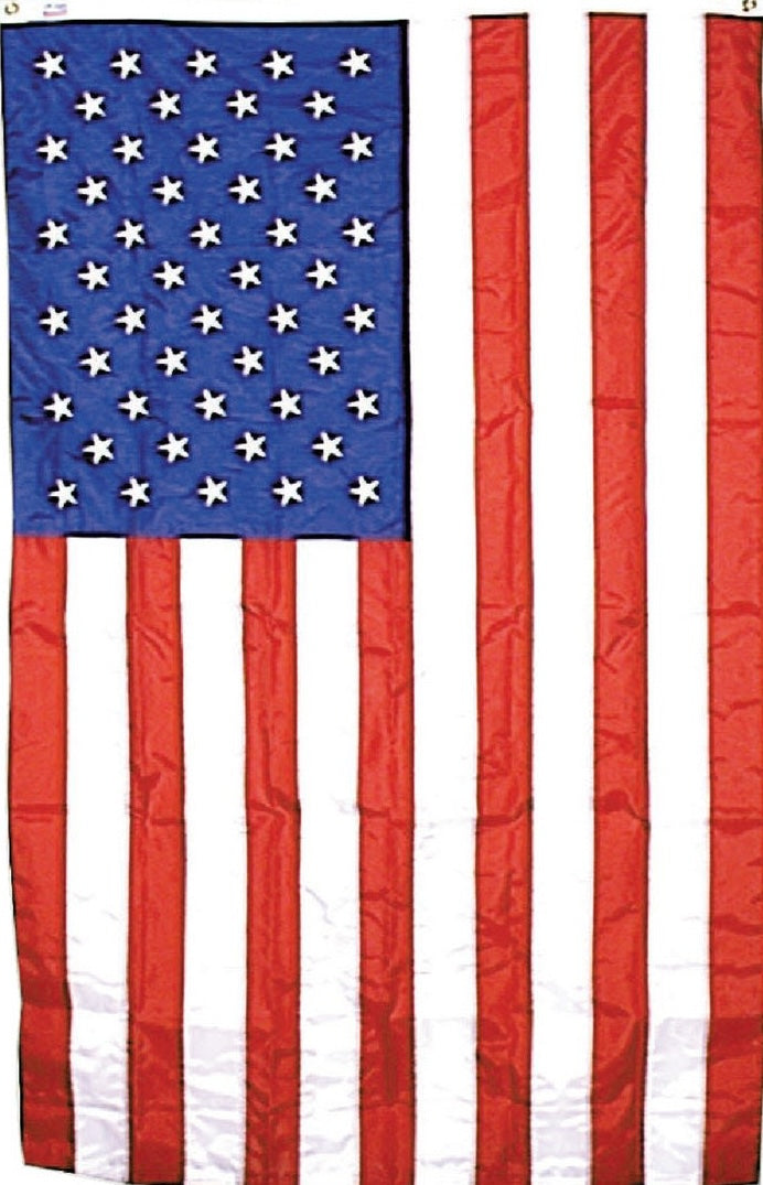 Nylon American flag with sewn stripes and embroidered stars, part of Flags and Outdoor Living collections
