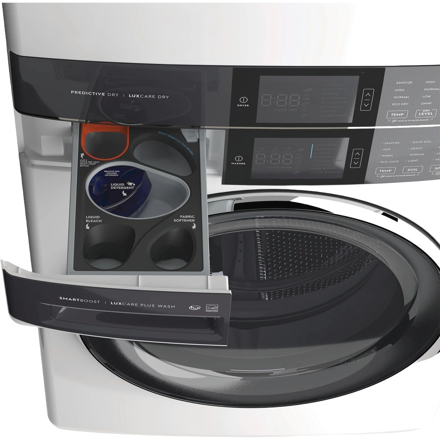 Laundry Tower Single Unit Front Load 4.5 Cu. Ft. Washer & 8 Cu. Ft. Gas Dryer