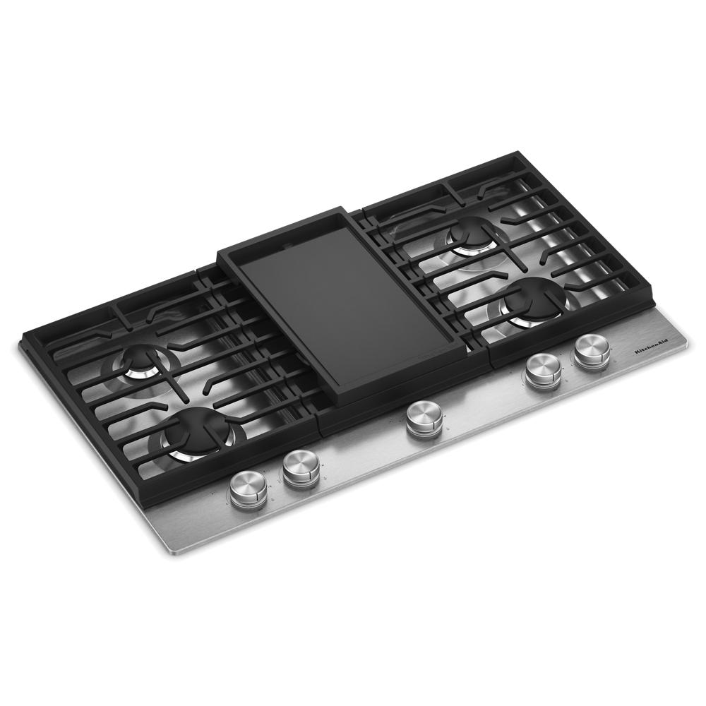 KitchenAid® 36 in. Gas Cooktop with 5 Burners and Integrated Wok Grate