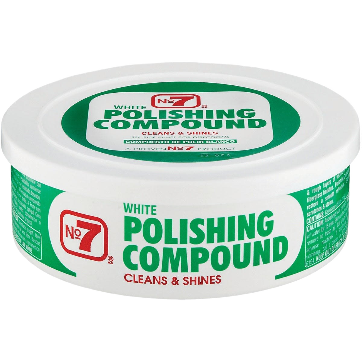 Round white container of No. 7 polishing compound for automotive finishing in sanding and polishing collection under $50