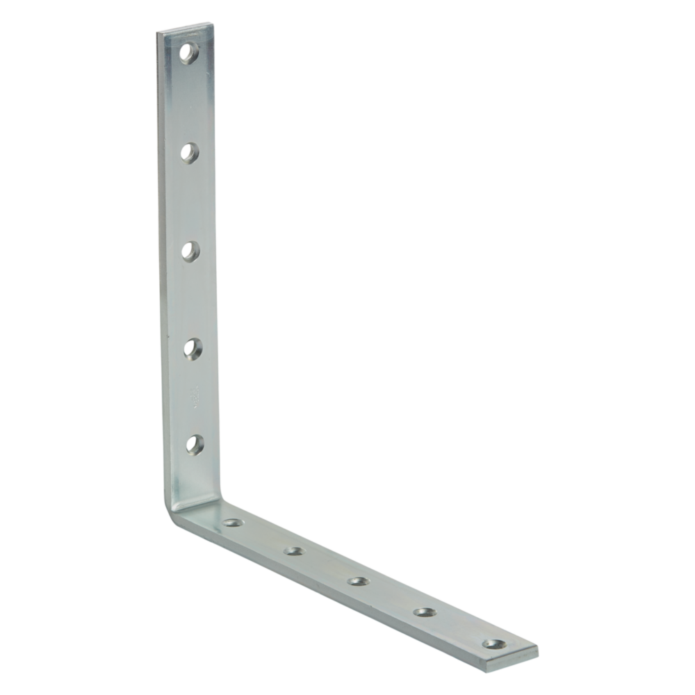 Steel zinc corner brace with multiple screw holes for reinforcing wood joints in building hardware collections