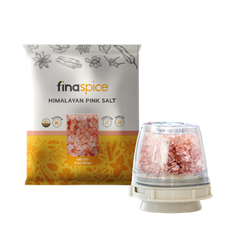 Package of Himalayan pink salt crystals with a spice grinder for kitchenware and cooking under $50 collection