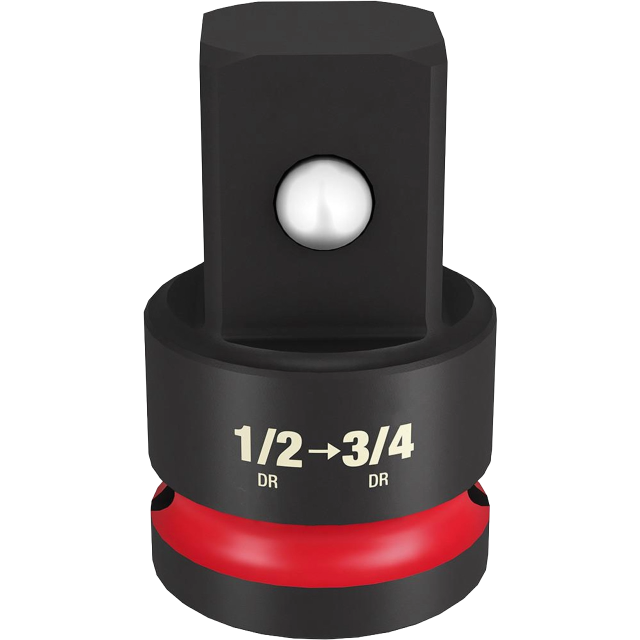 Black and red metal impact adapter for 1/2 inch to 3/4 inch drive tools in home improvement projects