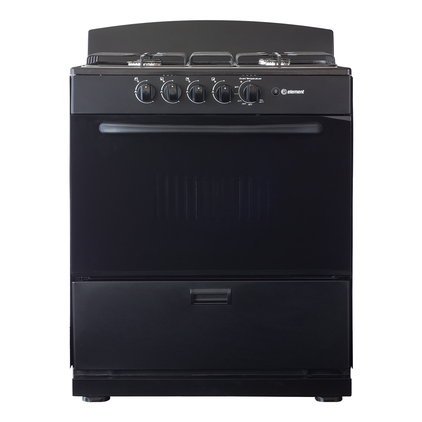 Black 30-inch gas range with four burners, front control knobs, spacious oven, and lower storage drawer for Ranges, Gas Ranges, Kitchen & Kitchenware, Appliances collections.