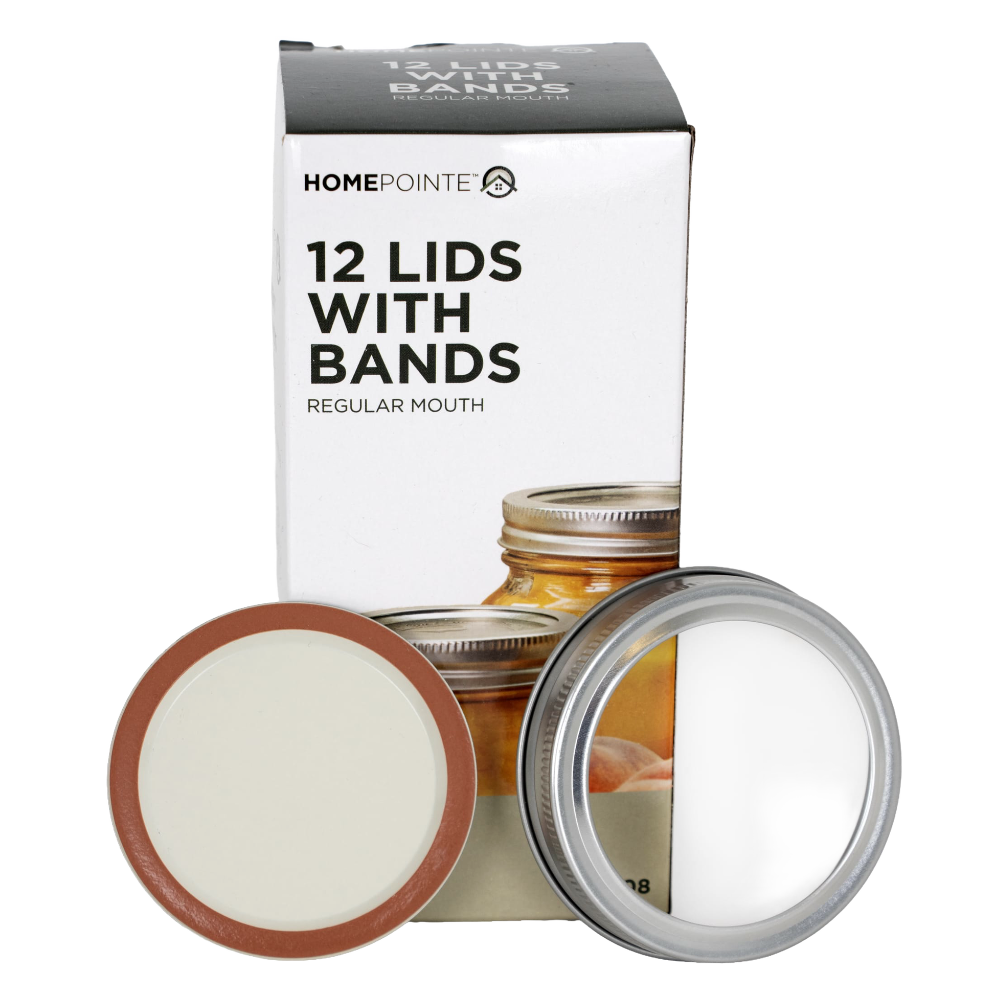 Box of 12 silver metal lids with bands for regular-mouth jars in kitchenware under $50 collection