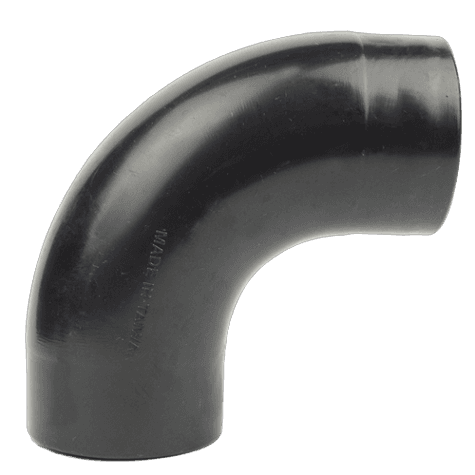 Black 2-1/2 inch PVC 90-degree elbow pipe connector for plumbing and home improvement projects