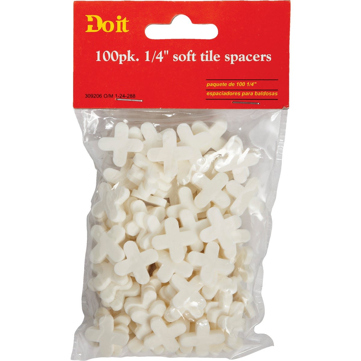 Pack of 100 soft white plastic tile spacers for precise spacing in home improvement and tile installation projects
