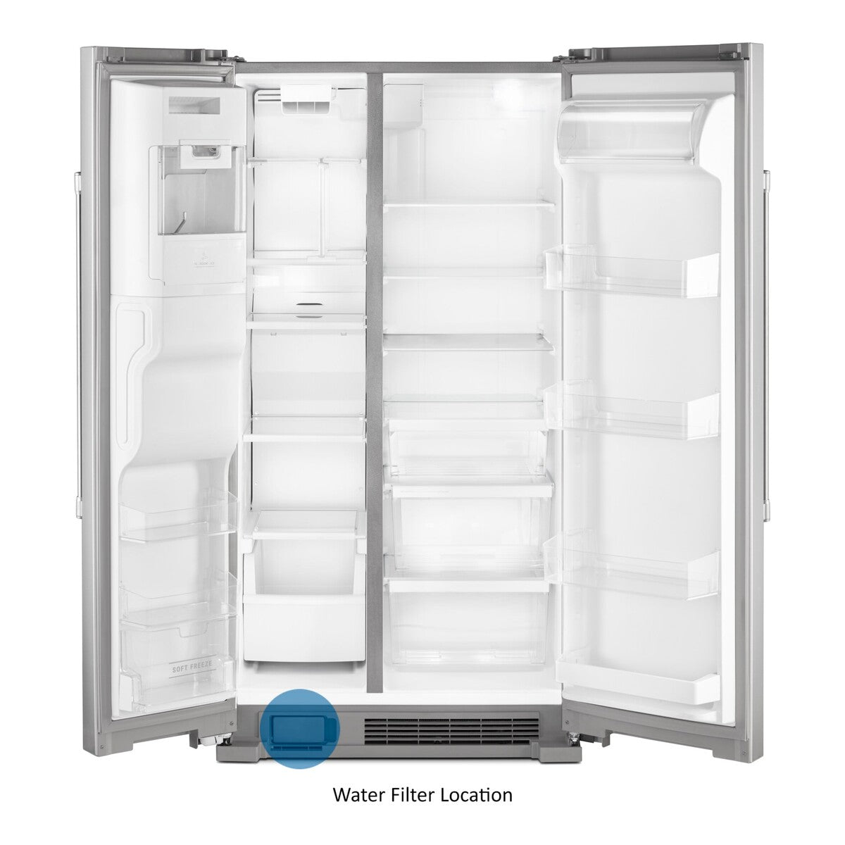 36-Inch Wide Side-by-Side Refrigerator with Exterior Ice and Water Dispenser - 25 Cu. Ft.