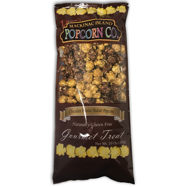 Bag of gluten-free chocolate peanut butter popcorn from the Chips & Snacks collection under $50 range