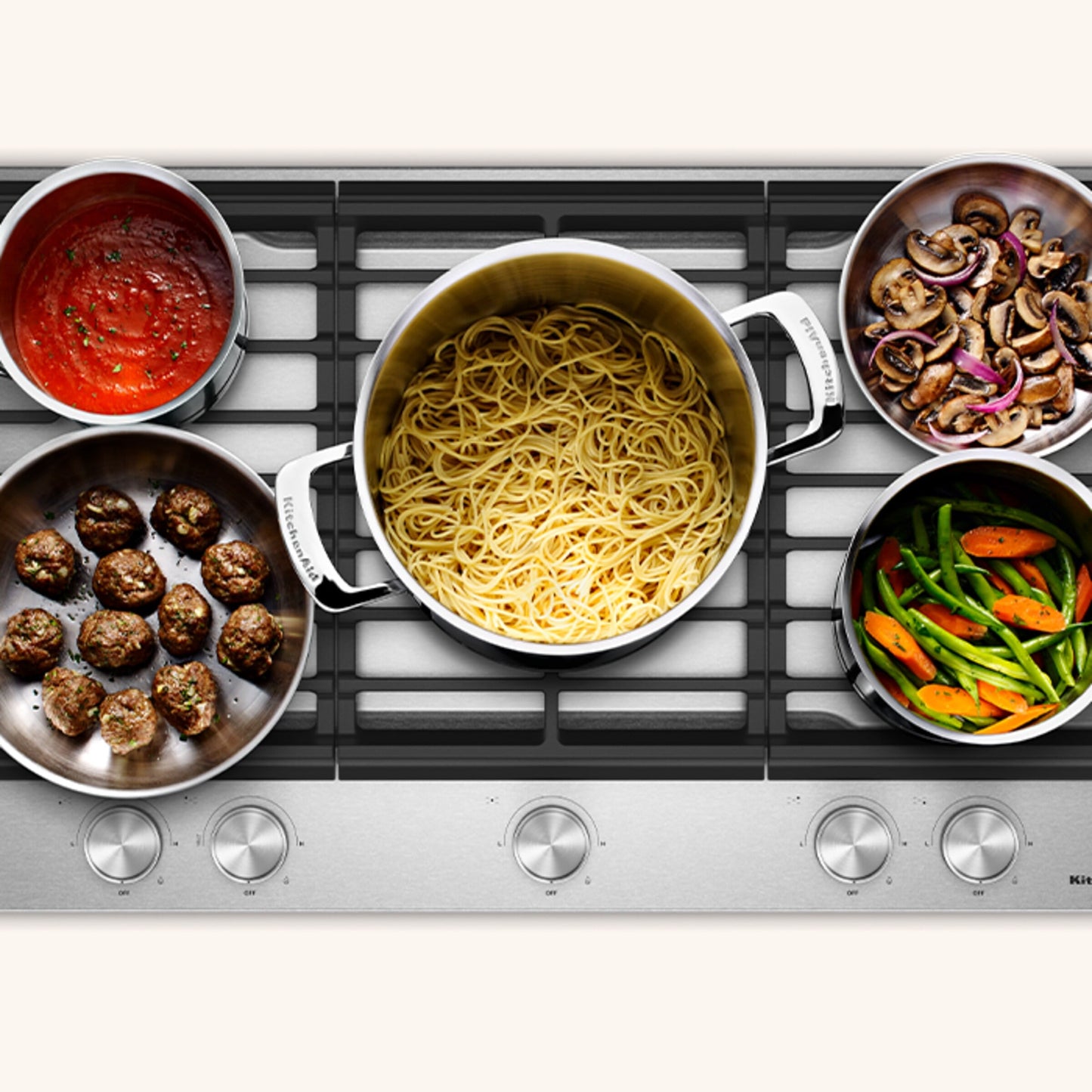 KitchenAid® 36 in. Gas Cooktop with 5 Versatile Burners