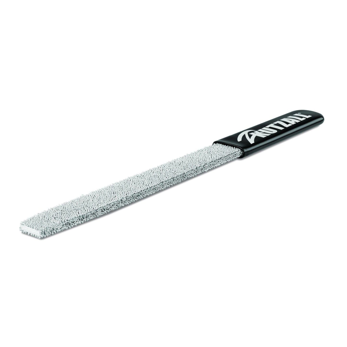 Coarse 8-inch flat hand rasp with textured metal surface and black ergonomic handle for tools and home improvement tasks