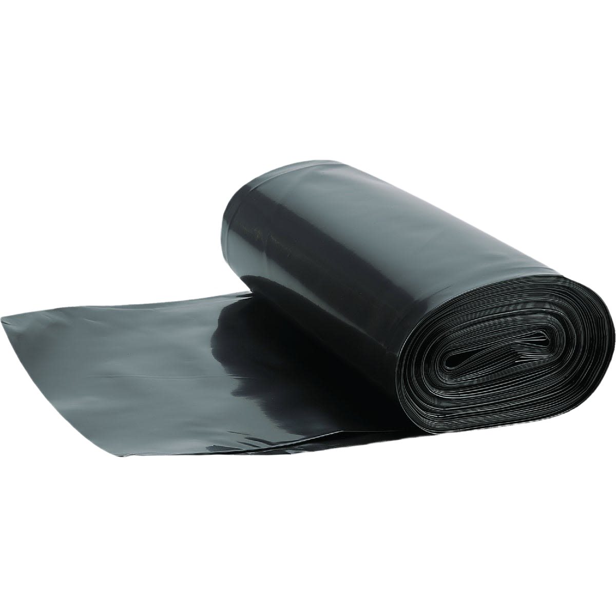 Roll of black polyethylene sheeting for protection and moisture barrier in home improvement and construction projects