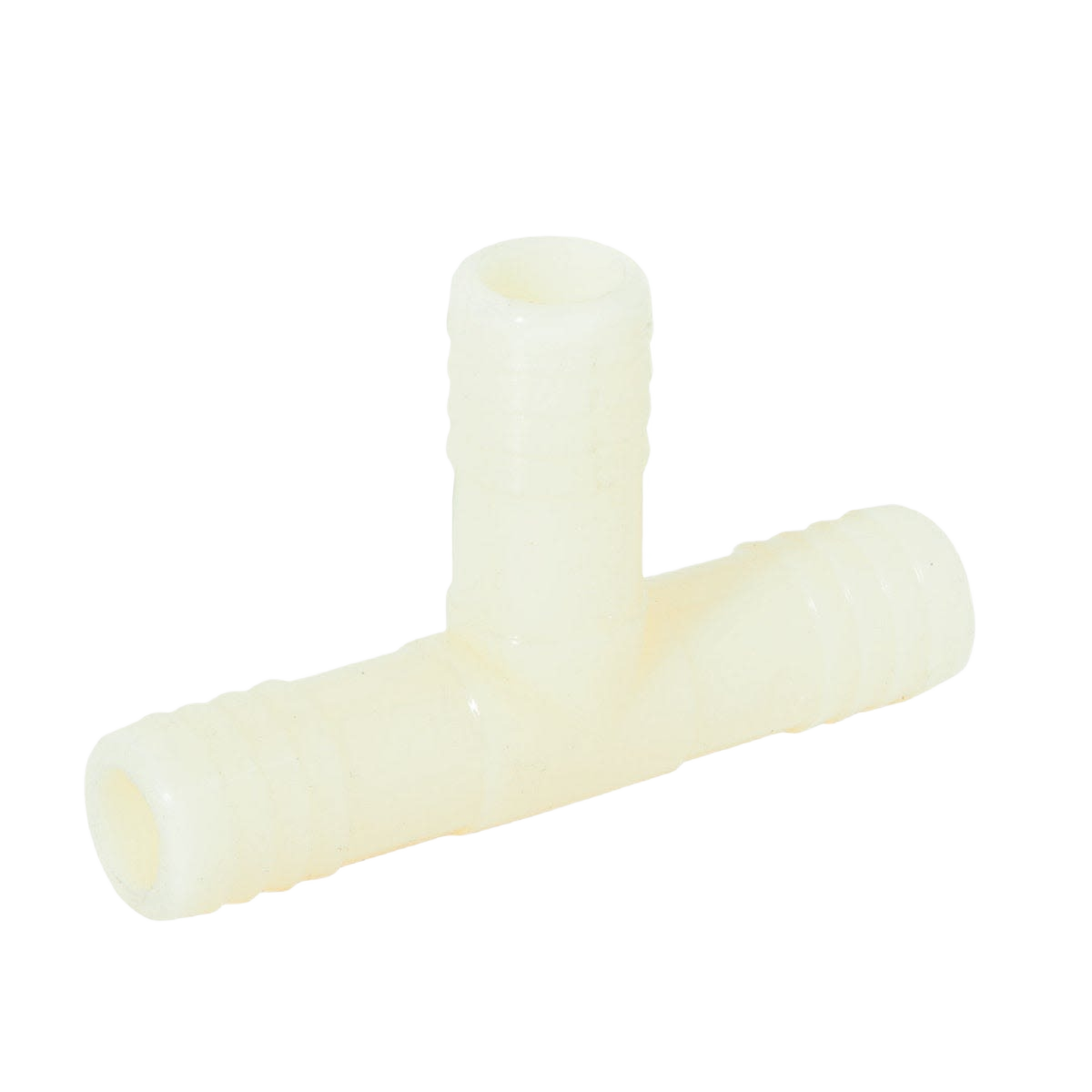 Cream-colored nylon insert tee fitting for plumbing in Pipes & Fittings and Home Improvement collections