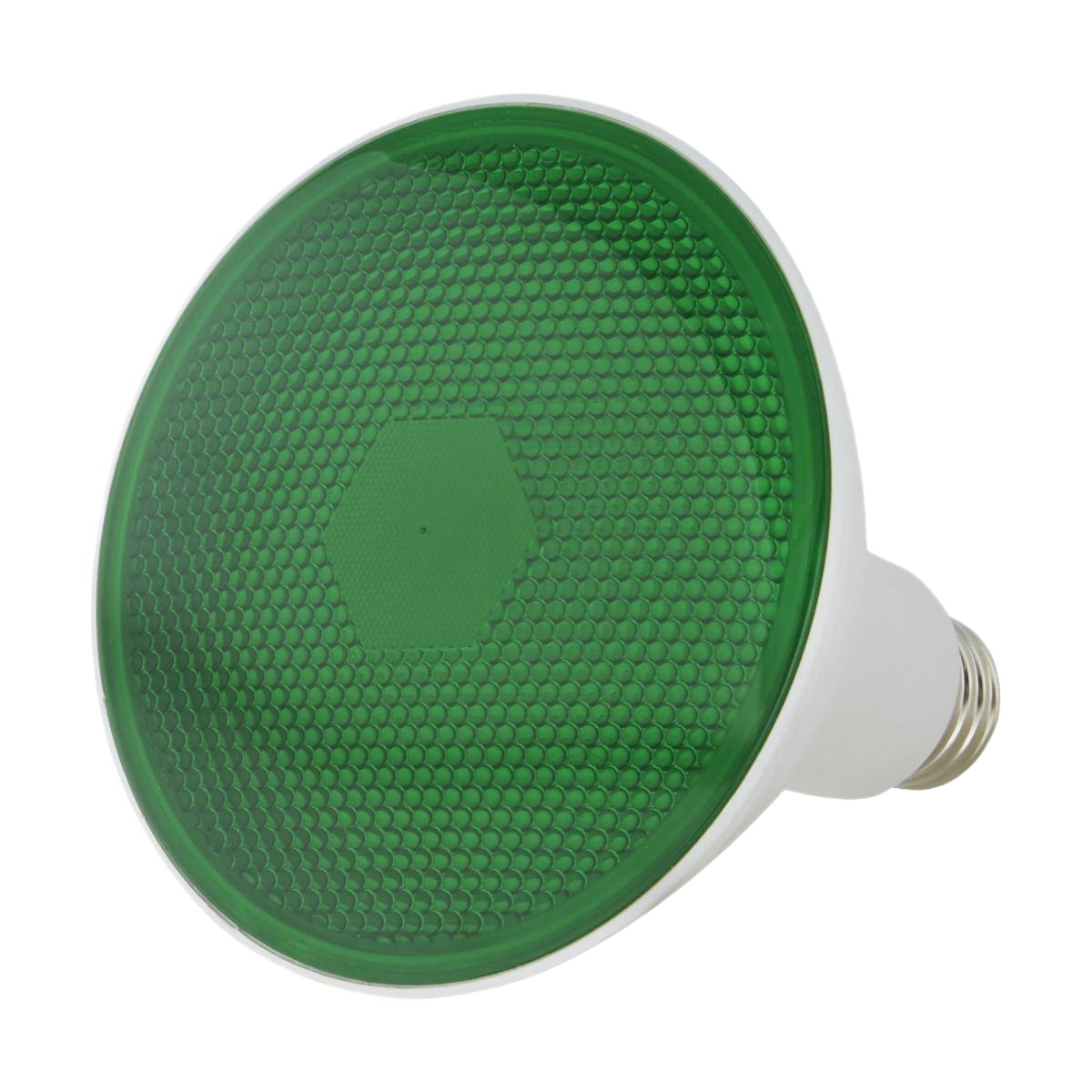 Green LED flood light bulb with PAR38 shape for indoor and outdoor lighting in home improvement collections under $50