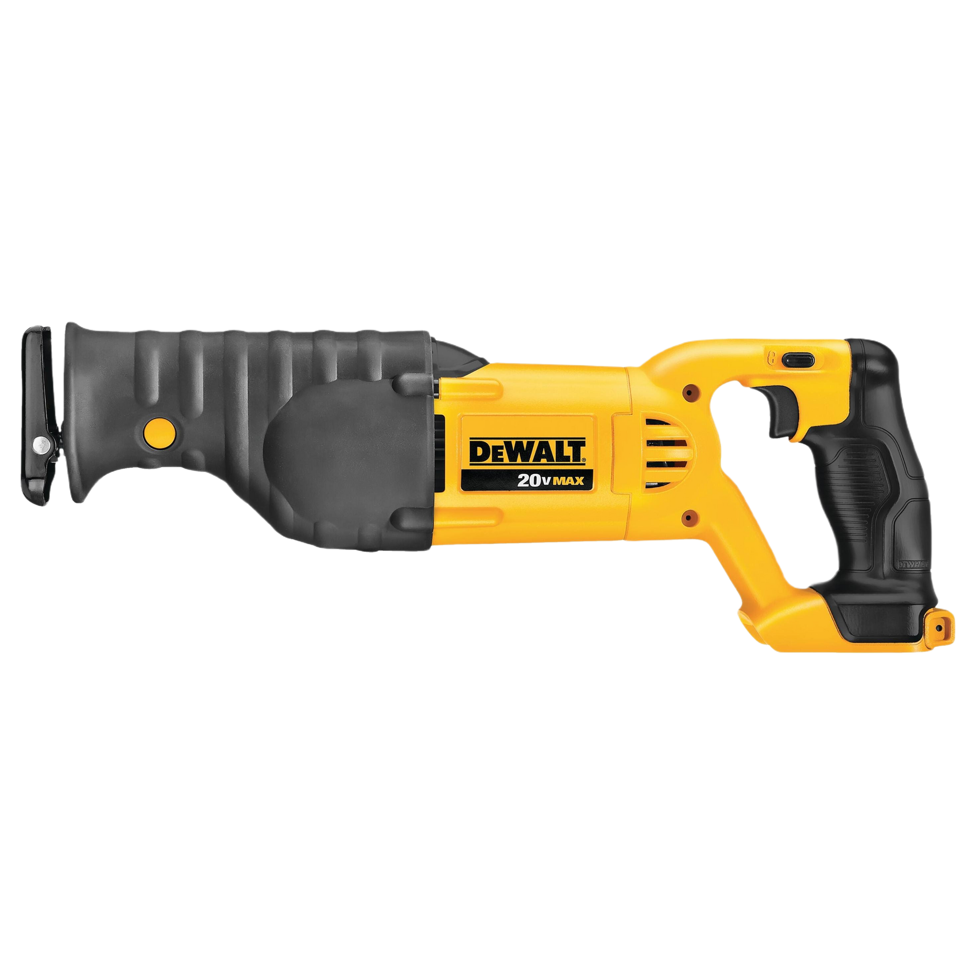 Yellow and black cordless reciprocating saw with ergonomic handle for efficient cutting in woodworking and home improvement projects