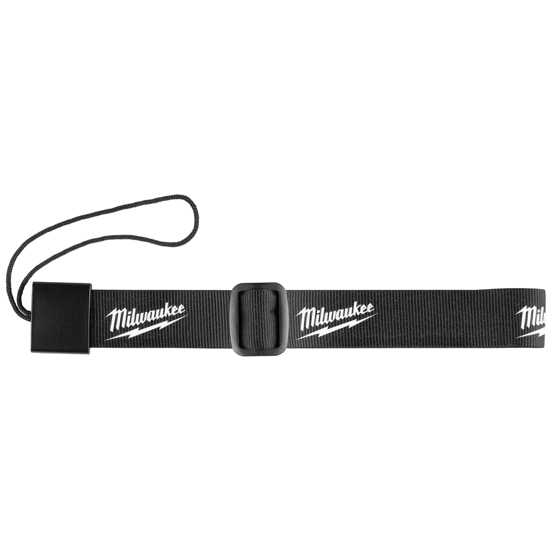 Black adjustable strap with Milwaukee logo designed for secure and comfortable tool carrying in home improvement tasks