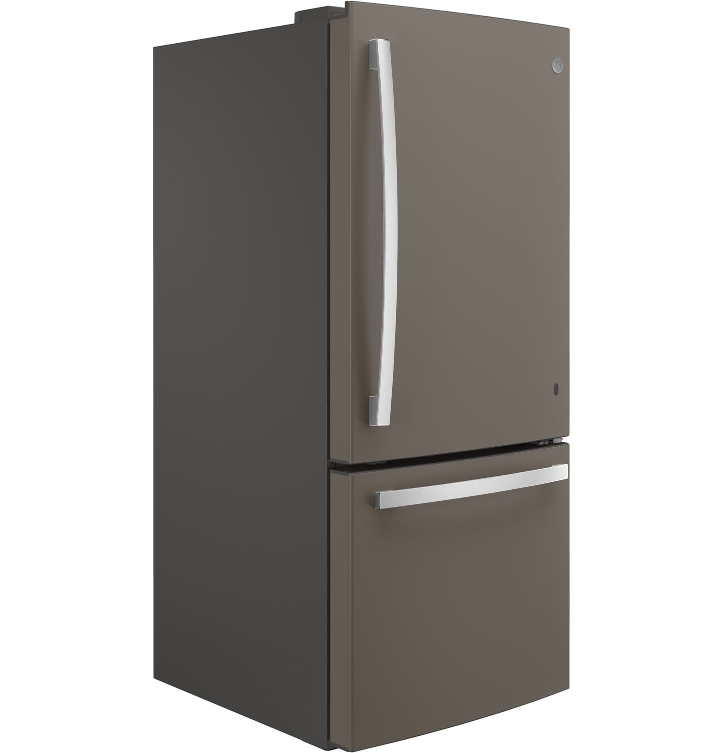 Matte steel bottom-freezer refrigerator with curved stainless steel handles from Refrigerators and Appliances collection