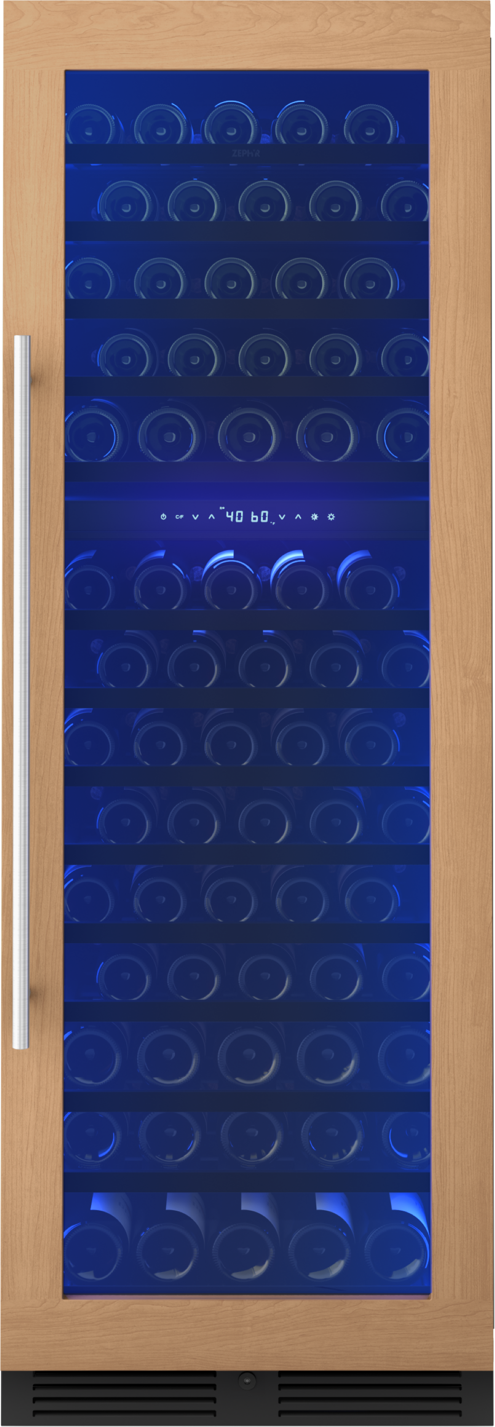 Wine cooler, 24" full size, panel ready + glass, reversible, 2 zones