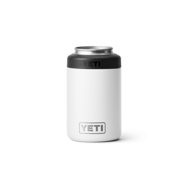 White insulated can holder with black top designed to keep 12-ounce beverages cold in drinkware and kitchenware collections