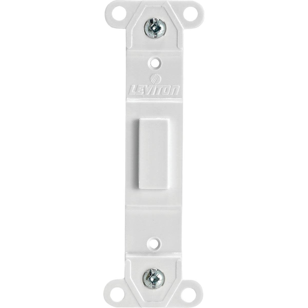 White blank toggle wall plate insert with mounting screws designed for home improvement electrical projects