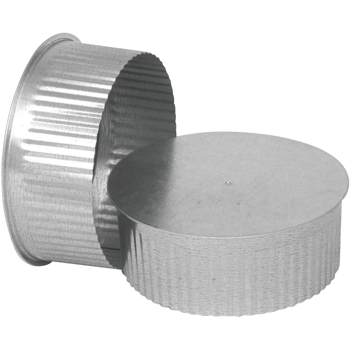Galvanized steel 8 inch tee cap and plug for industrial piping and home improvement applications