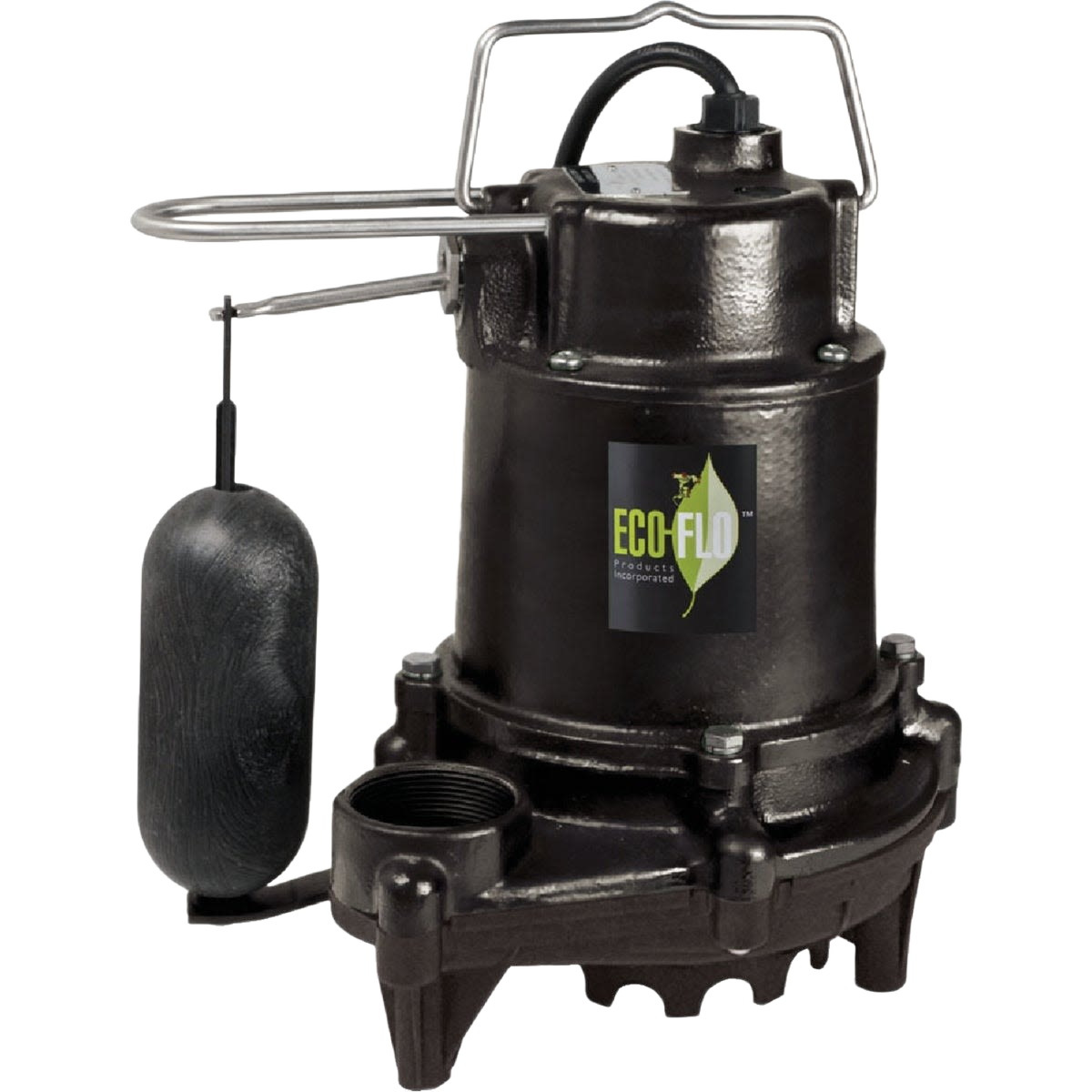 Black cast iron submersible sump pump with float switch for reliable water removal in home improvement projects
