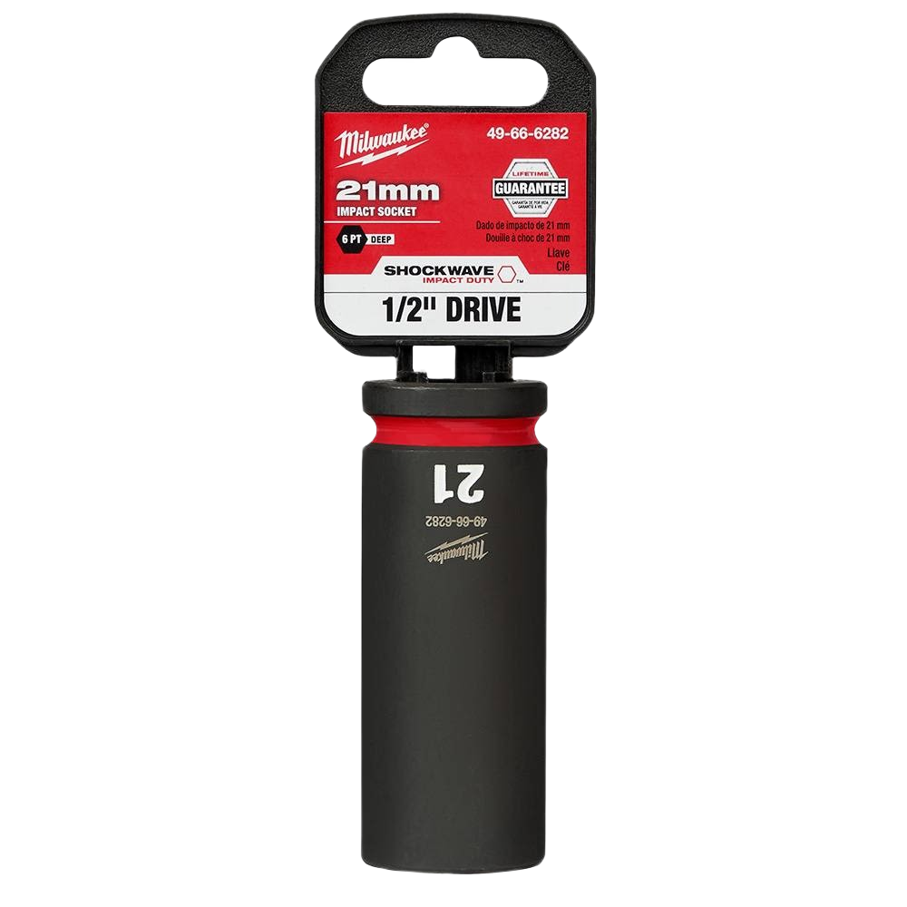 21mm deep impact socket with 1/2" drive for heavy-duty use in hand tools and woodworking tool collections