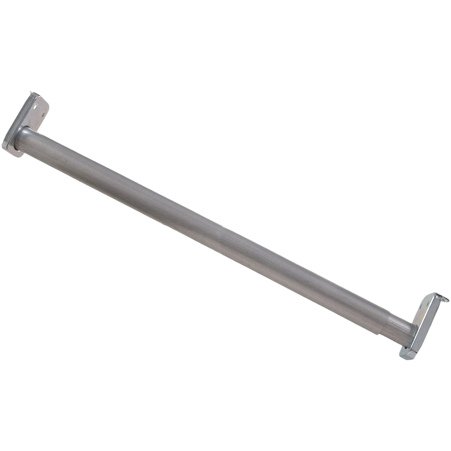 Adjustable zinc-plated metal closet rod with fixed mounting brackets for storage and closet organization accessories