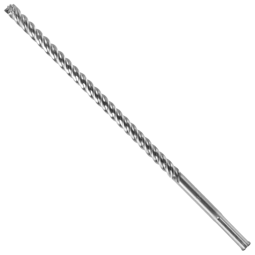 Silver-colored SDS-Max rotary hammer drill bit with spiral flutes for heavy-duty drilling in construction tasks