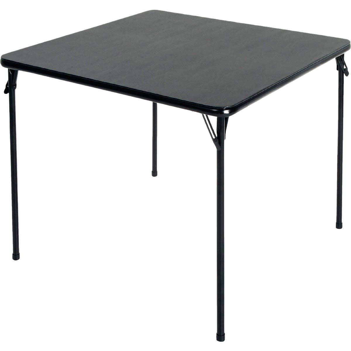 Black square folding table with metal legs and smooth surface for versatile home improvement and utility use