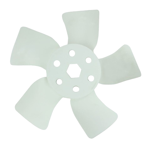 White transmission fan blade with five curved blades designed for tools and home improvement projects