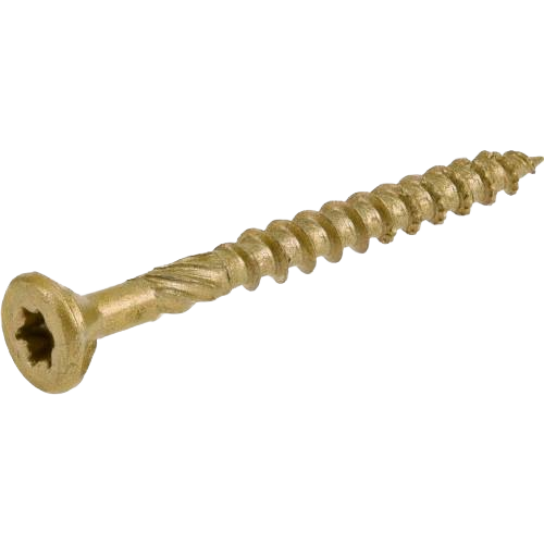 Single gold-tone threaded metal clip screw with star-shaped drive for tools and home improvement use
