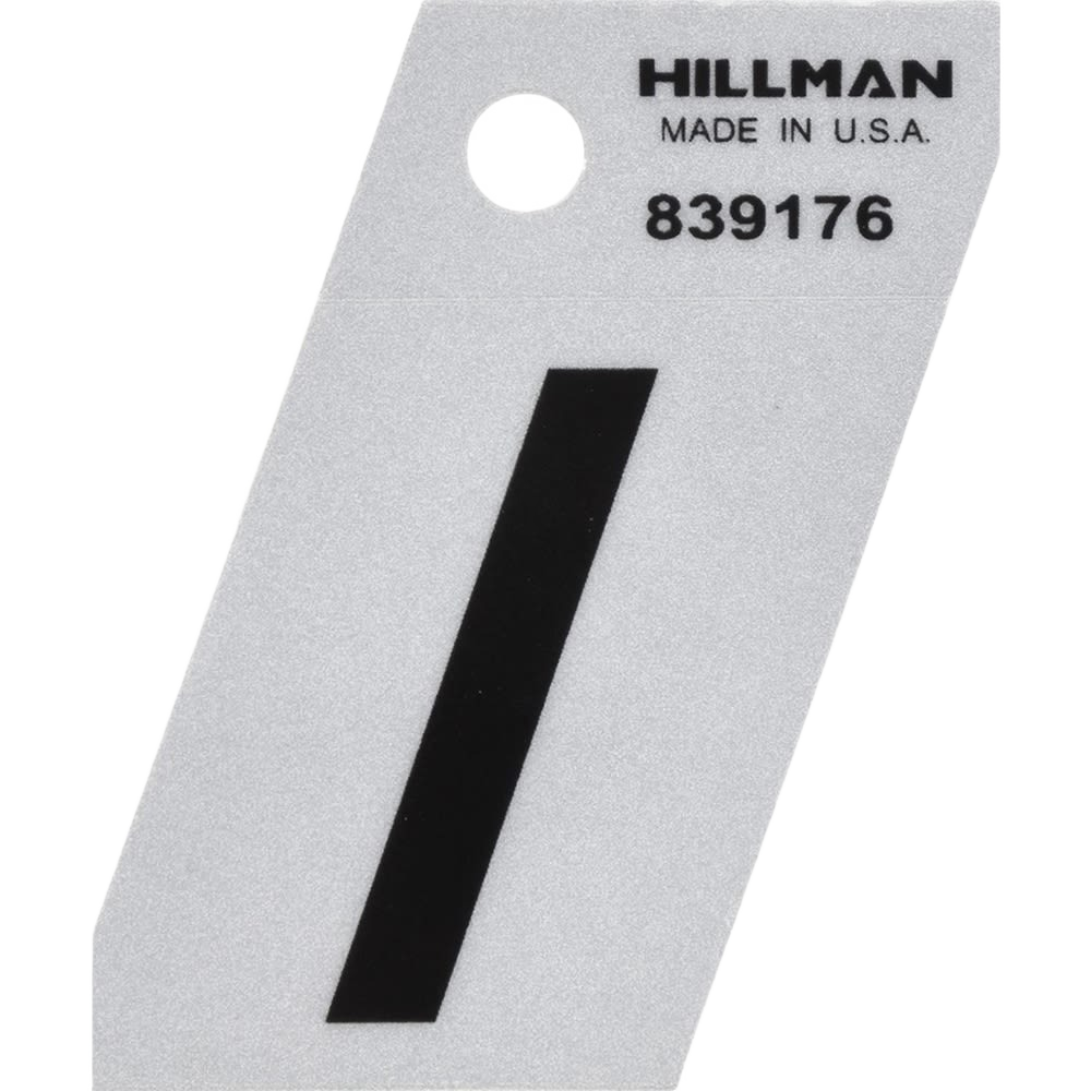 Reflective black and silver angle cut sticker letter I on branded tag for tools and home improvement projects