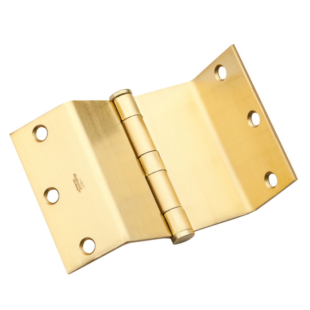 Satin brass swing hinge with six mounting holes for door hardware and home improvement under $50 collection